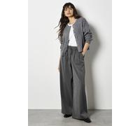 Apricot Women's Pinstripe Wide Leg Tailored Trousers in Grey | Size: 14 Apricot Grey 14