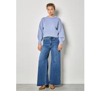 Apricot Women's Pleat Detail Crop Jumper in Blue | Size: 18 Apricot Blue 18