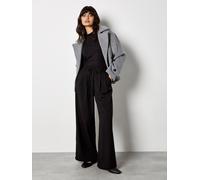 Apricot Women's Pleat Detail Wide Leg Drawstring Trousers in Black | Size: 14 Apricot Black 14