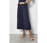Apricot Women's Pleated Wide-Leg Culotte Trousers in Navy | Size: 10 Apricot Navy 10
