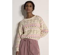 Apricot Pointelle Knit Butterfly Floral Jumper In Stone Stone