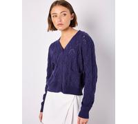 Apricot Women's Pointelle Knitted Cardigan in Navy | Size: 14 Apricot Navy 14