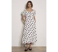 Apricot Women's Polka Dot Bow Detail Midi Dress in White | Size: 10