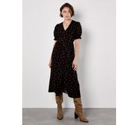 Apricot Women's Polka Dot Button-Down Midi Dress in Black | Size: 8 Apricot Black 8