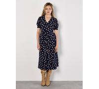 Apricot Women's Polka Dot Button-Down Midi Dress in Navy | Size: 14 Apricot Navy 14