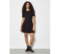Apricot Women's Polka Dot Knitted Shift Mini Dress in Black | Size: 16 Apricot Black 16