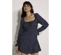 Apricot Women's Polka Dot Milkmaid Mini Dress in Navy | Size: 18