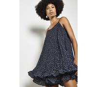 Apricot Women's Polka Dot Pleated Chiffon Cami Top in Navy | Size: 8