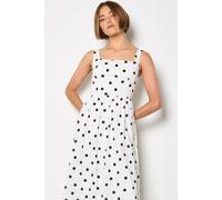 Apricot Women's Polka Dot Smocked Midi Dress in White | Size: 14