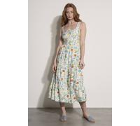 Apricot Women's Postcard Print Tiered Midi Dress in Cream | Size: 16 Apricot Cream 16