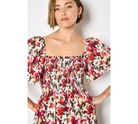 Apricot Women's Pure Cotton Blurred Ikat Mini Dress in Pink | Size: 10
