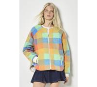 Apricot Women's Reversible Check Fleece Quilted Jacket in Beige | Size: 18