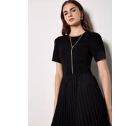 Apricot Women's Rib Knit Chiffon Skirt Midi Dress in Black | Size: 8