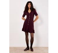 Apricot Women's Ribbed Knit Fit & Flare Mini Dress in Burgundy | Size: 12 Apricot Burgundy 12