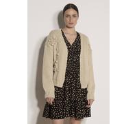 Apricot Women's Rose Applique Chunky Knit Cardigan in Stone | Size: 10 Apricot Stone 10