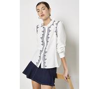 Apricot Women's Ruffle Collar Embroidered Blouse in White | Size: 10 Apricot White 10