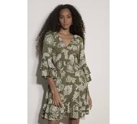 Apricot Women's Sarasa Floral Ruffle Mini Dress in Khaki | Size: 14