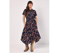 Apricot Women's Sarasa Floral Shirt Midi Dress in Navy | Size: 8