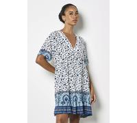 Apricot Women's Sarasa Floral Smock Mini Dress in Blue | Size: 10