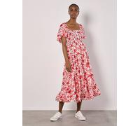 Apricot Women's Sarasa Floral Tiered Midi Dress in Cream | Size: 12