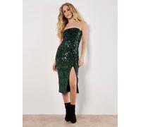Apricot Women's Sequin Bandeau Midi Dress in Green | Size: 10