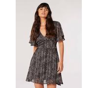 Apricot Women's Shimmer Chiffon Spot Mini Dress in Black | Size: 10