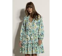 Apricot Women's Shimmer Ikat Babydoll Mini Dress in White | Size: 10