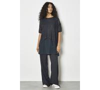 Apricot Women's Shimmer Mesh Layered Tunic Top in Navy | Size: 12