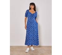Apricot Women's Silhouette Floral Milkmaid Maxi Dress in Blue | Size: 8