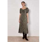 Apricot Women's Silhouette Floral Milkmaid Maxi Dress in Khaki | Size: 12
