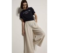 Apricot Women's Slub Linen Wide-Leg Trousers in Stone | Size: 12