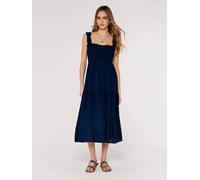 Apricot Women's Smock Tiered Midi Dress in Navy | Size: 8