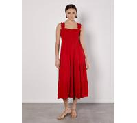 Apricot Women's Smock Tiered Midi Dress in Red | Size: 16