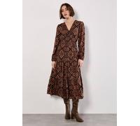 Apricot Women's Smock Waist Tiered Dress in Terracotta | Size: 12