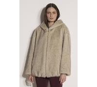 Apricot Women's Soft Faux Fur Hooded Jacket in Beige | Size: 12