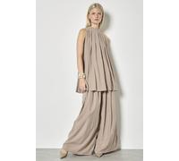 Apricot Women's Soft Pleat Tunic Top in Stone | Size: 10