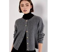 Apricot Women's Soft Ribbed Knit Cardigan in Grey | Size: 14 Apricot Grey 14