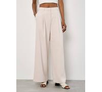 Apricot Women's Soft Tailored Wide Leg Trousers in Stone | Size: 12