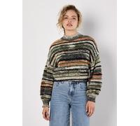 Apricot Women's Space Dye Stripe Fluffy Jumper in Green | Size: 14