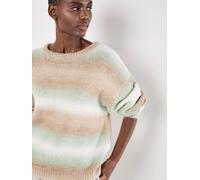 Apricot Women's Space Dye Stripe Jumper in Green | Size: 16