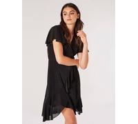 Apricot Women's Sparkle Wrap Ruffle Mini Dress in Black | Size: 8 Apricot Black 8
