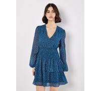 Apricot Women's Spot Print Chiffon Mini Dress in Teal | Size: 8