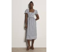 Apricot Women's Stripe Milkmaid Midaxi Dress in Navy | Size: 10