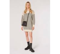 Apricot Stripe Oversized Jumper Mini Dress In Stone Stone