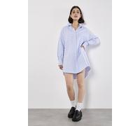 Apricot Women's Stripe Oversized Shirt Mini Dress in Blue | Size: 12