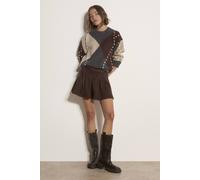 Apricot Women's Suedette Pleated Mini Skirt in Brown | Size: 14