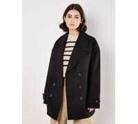 Apricot Women's Tailored Double-Breasted Peacoat in Black | Size: 12 Apricot Black 12