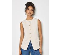 Apricot Women's Tailored Waistcoat Top in Stone | Size: 12