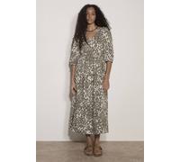 Apricot Women's Tapestry Ikat Midi Dress in Khaki | Size: 8