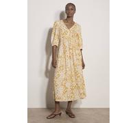 Apricot Tapestry Ikat Midi Dress In Mustard Mustard